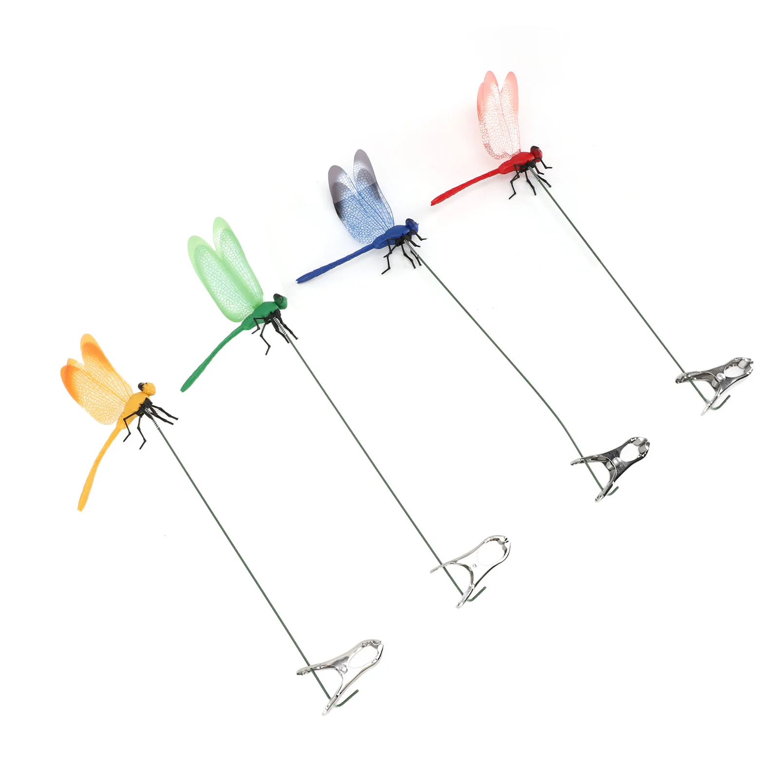 Fake Dragonfly Pole Clips Decorative Waterproof PVC Dragon Fly Clip Simple Clamp 3D for Lawn Garden