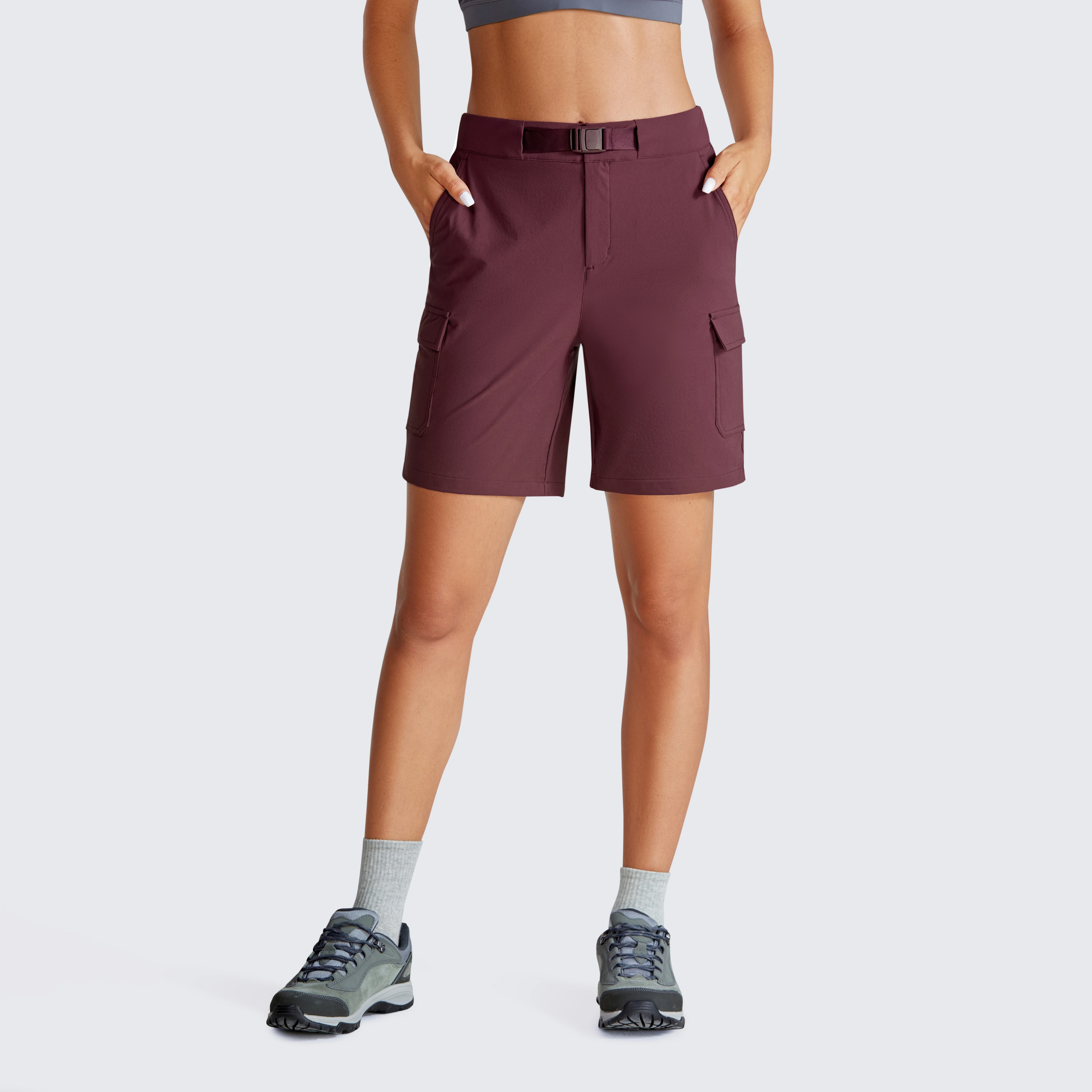 Stretch Hiking Cargo Shorts for Women 7''-UPF 50+ Waterproof Lightweight Summer Outdoor Golf Shorts with Pockets Lady sport shorts