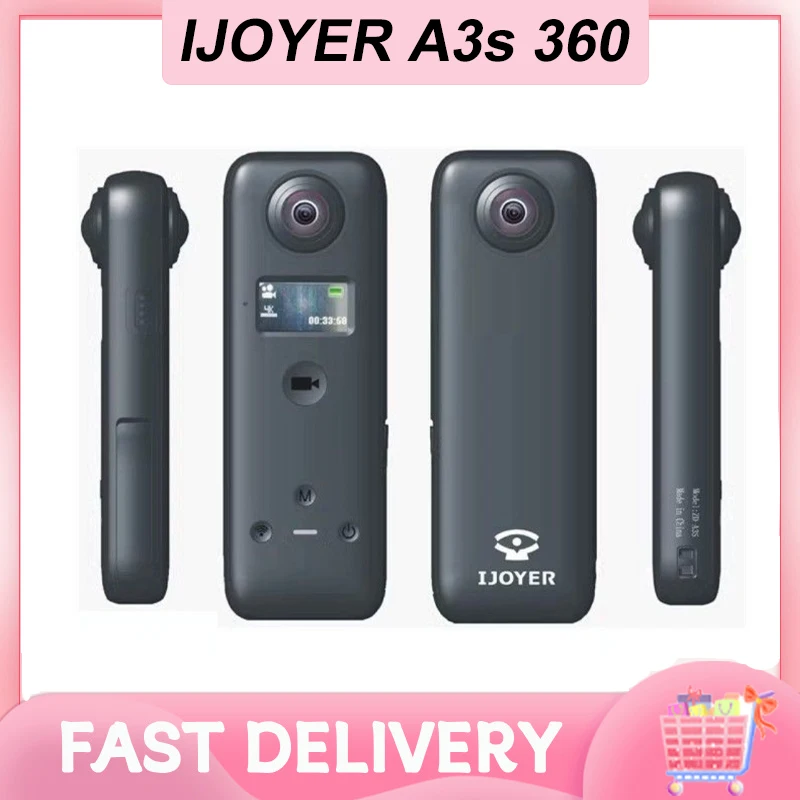 IJOYER A3s 360 Panoramic Motion Camera 4K Motorcycle Helmet Aerial Photography Diving Recorder Support Sharing Panoramic Photo