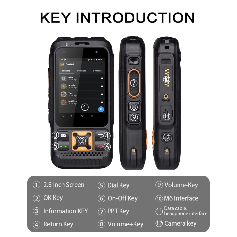 UNIWA F30S IP54 Waterproof POC Walkie Talkie Zello Smartphone Android φ36 2W Loudspeaker 4000mAh 13MP Eu/US Versions Optional