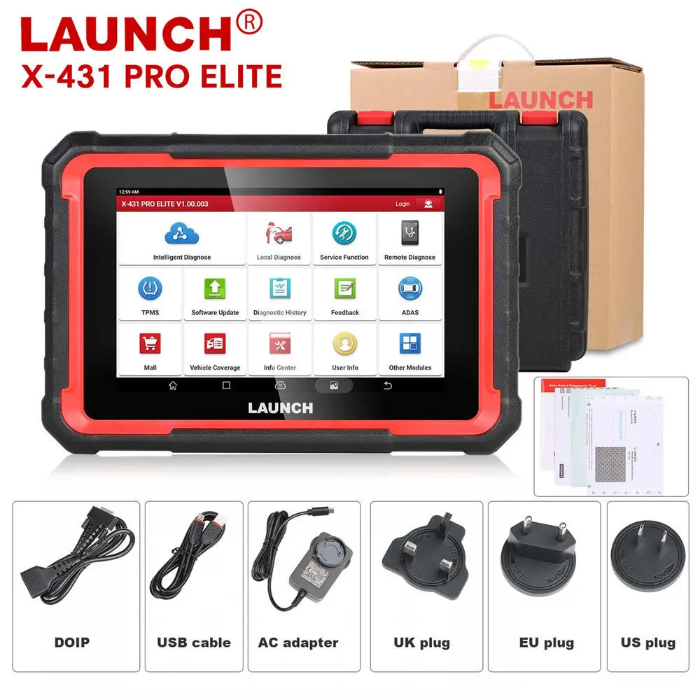 Launch X431 PRO ELITE Auto Full System Car Diagnostic Tool Key Program CAN FD Online ECU Programming