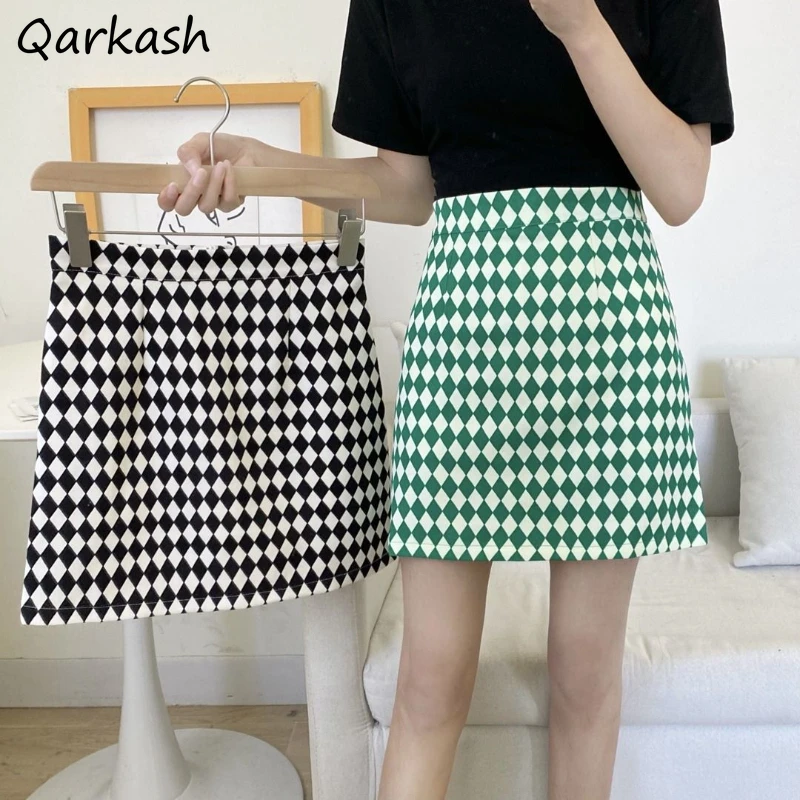 

Юбка женская клетчатая с завышенной талией, универсальная дизайнерская мини-юбка в Корейском стиле для студентов, простая уличная Повседневная трапециевидная, шикарная, на лето
