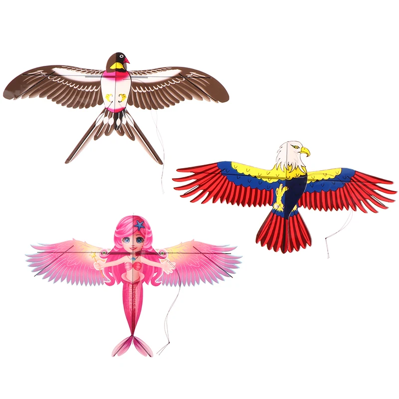 Cartoon Children Kite Mini Plastic Toys + 40cm Hand Brake Fishing Rod Outdoor Toys For Kids Gifts
