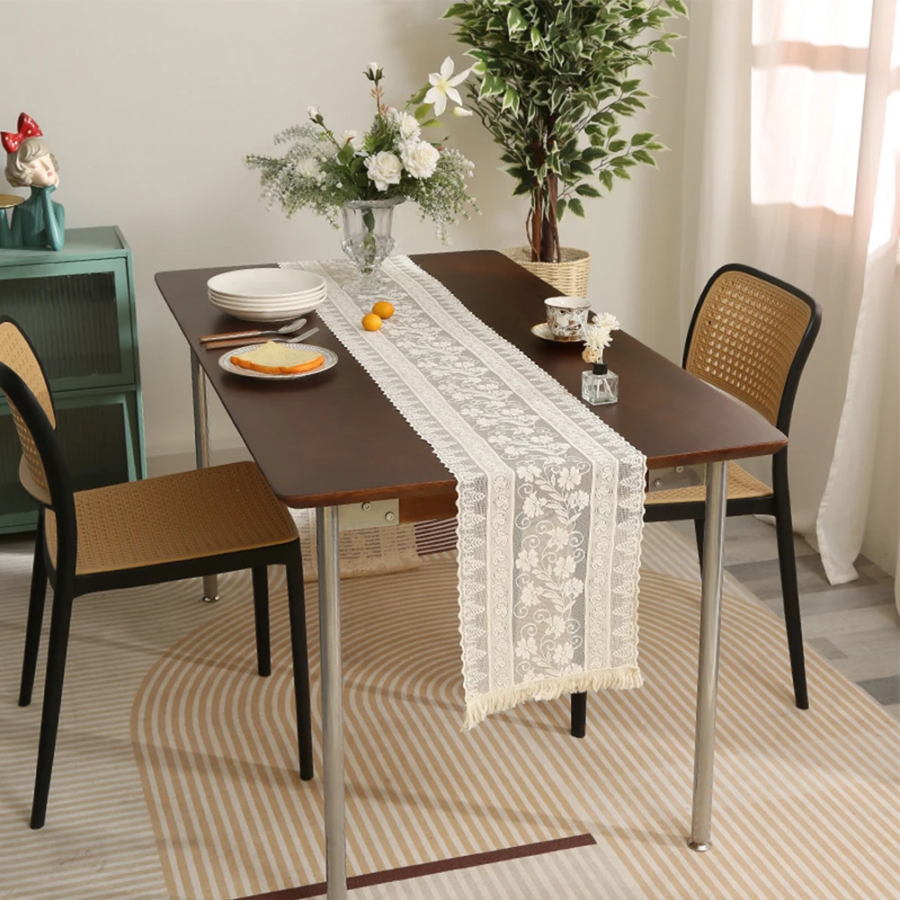 

1pc Cutwork Lace Embroidery White Table Runner Placemat Household Supplies Home Decor Banquet Decor Multiple Sizes Available