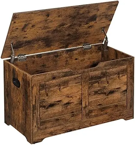 

Chest, Storage Trunk with 2 Safety Hinges, Storage Bench, Shoe Bench, Rustic Style, 15.7 x 31.5 x 18.1 Inches, for Entryway, Bed