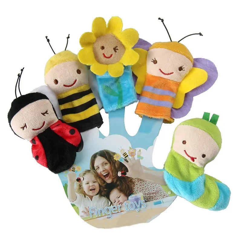 

5PCS Soft Stuffed Toy Puppets Cartoon Animal Plush Doll Kids Educational Baby Toy Kawaii Hand Finger Puppet for Children Toddler