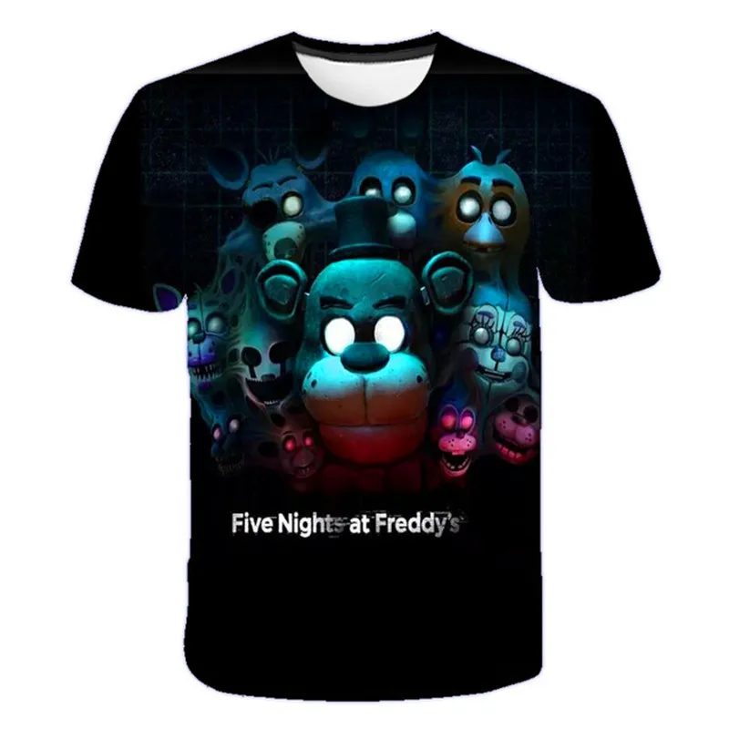 2022 new style Five Night Freddy summer T shirts fit kid boys girls fashion loose short sleeve T shirts 4-14 T top T-Shirts