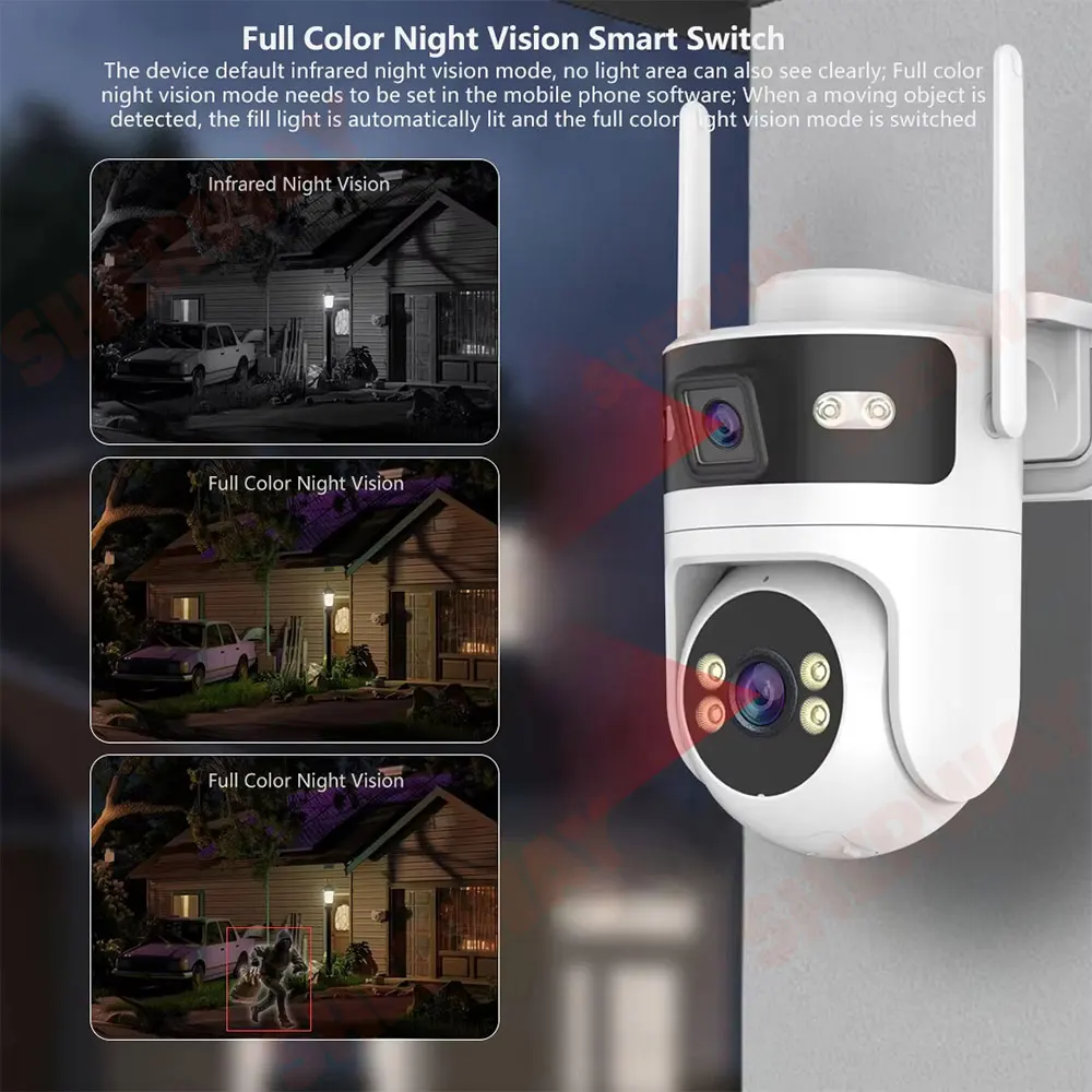 ANSVICAM Tuya 4K 8MP Dual-Lens PTZ Outdoor WiFi Camera Dual-Screen AI Motion Tracking Security Surveillance Color Night Vision 4