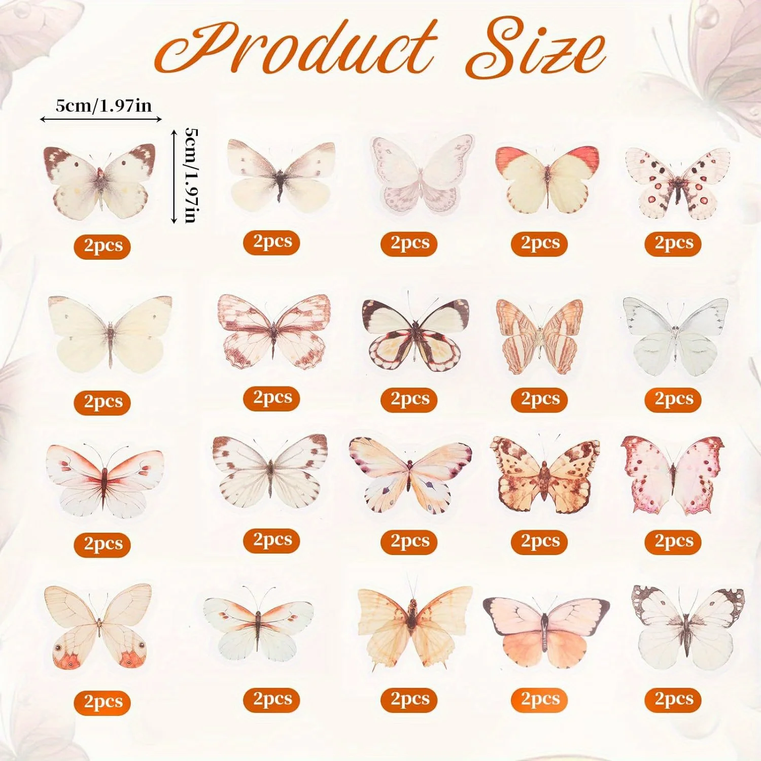 Elegant Butterfly Sticker Set - 40-Piece Transparent Waterproof Decals for Vintage Scrapbooking & Journaling