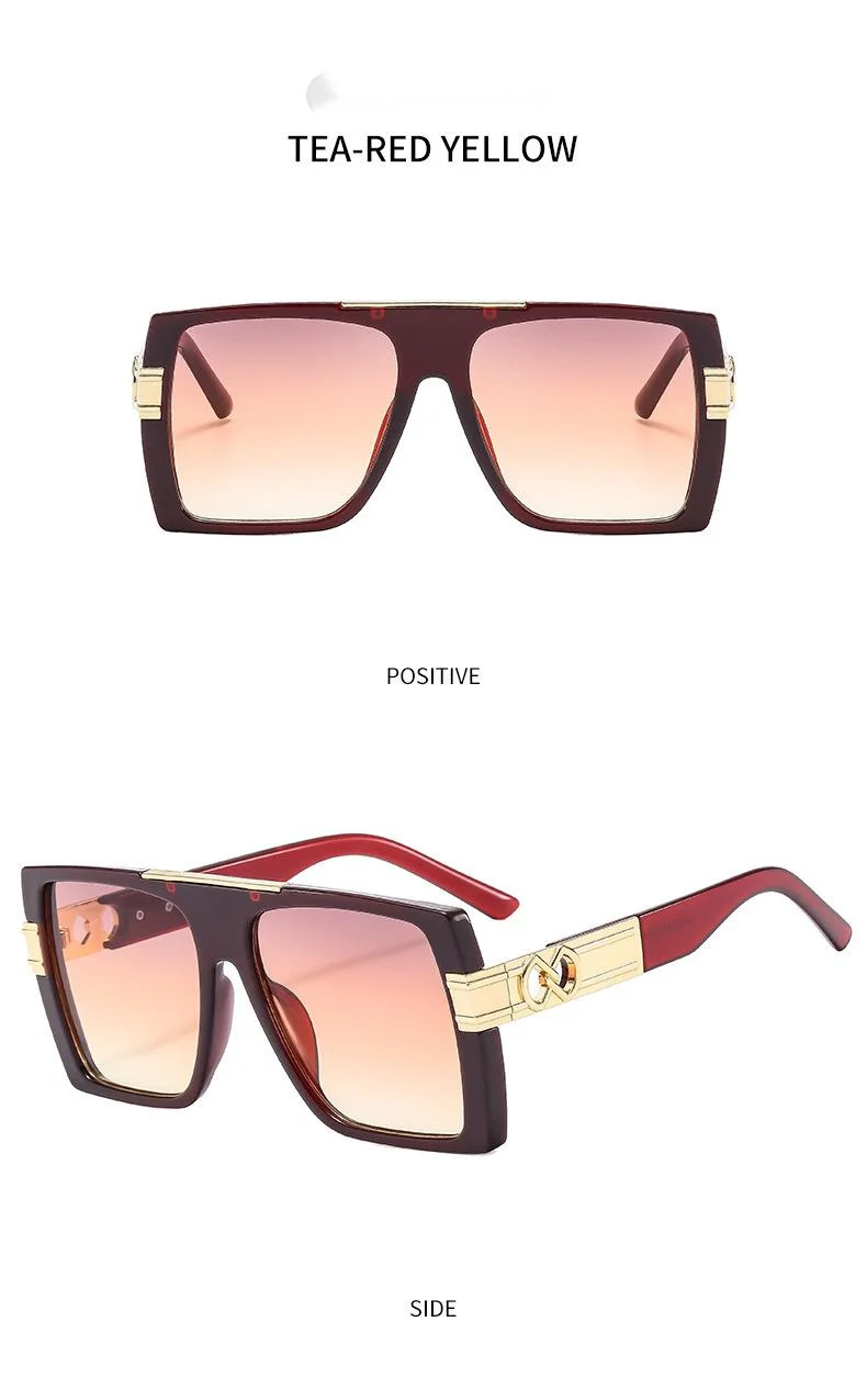 Personalized Large Frame Sunglasses For Women Flat Top Metal Design_voghion.com