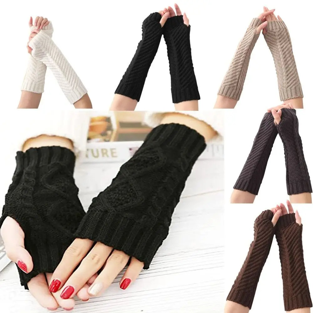 

Outdoor Riding Skiing Gloves Fashion Warmer Knitted Gloves Open Finger Gloves Women Winter Mitten Touch Screen Glove
