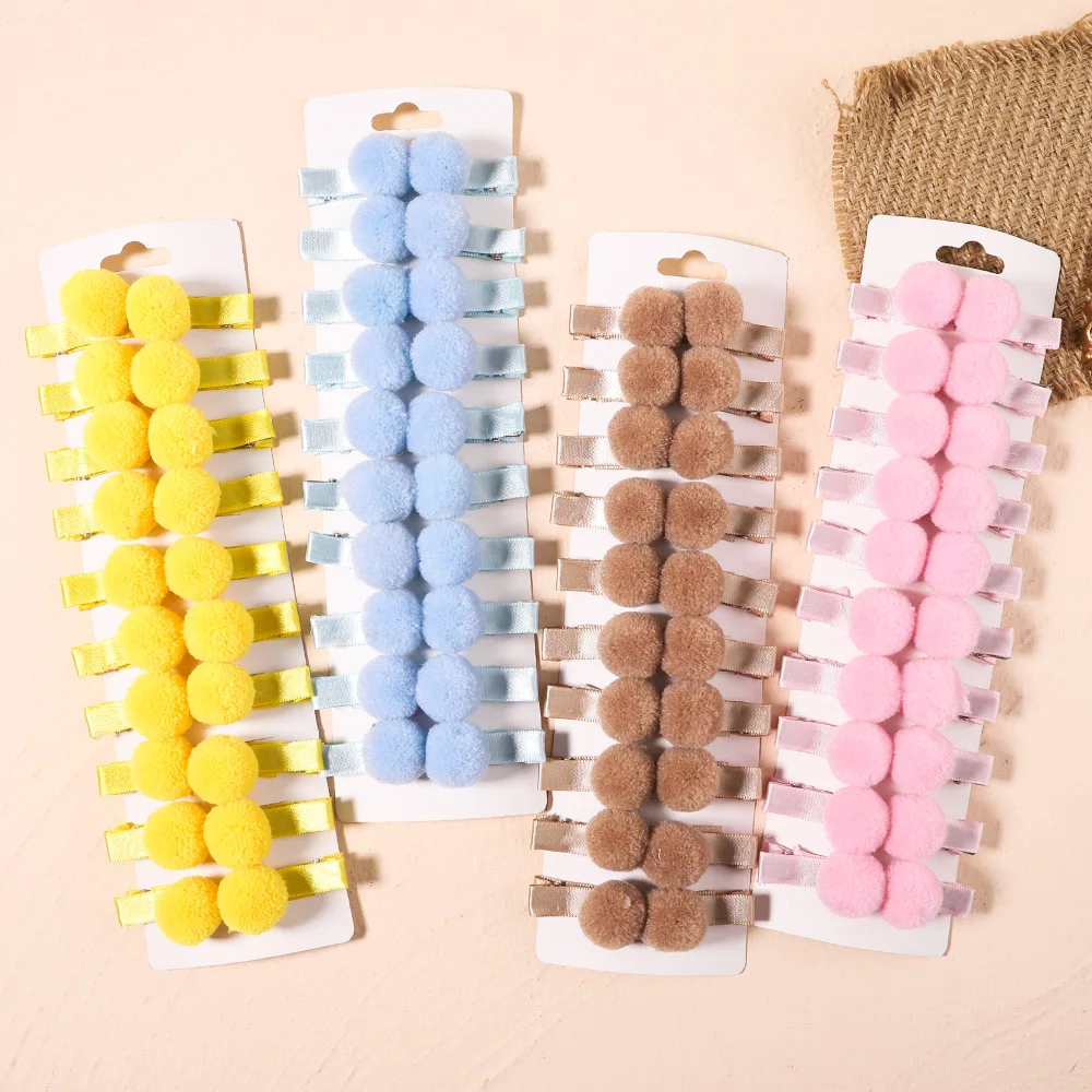 

20Pcs/Set Baby Girls Cute Solid Plush Hair Ball Hair Clip Kids Hairpin Handmade Headwear Hairgrip Children Accessories Ornaments