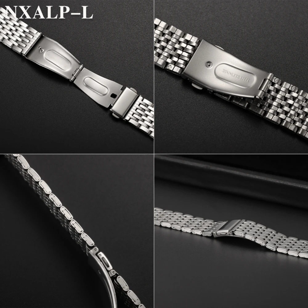 Elegant Stainless Steel Watch Band with Folding Safety Buckle