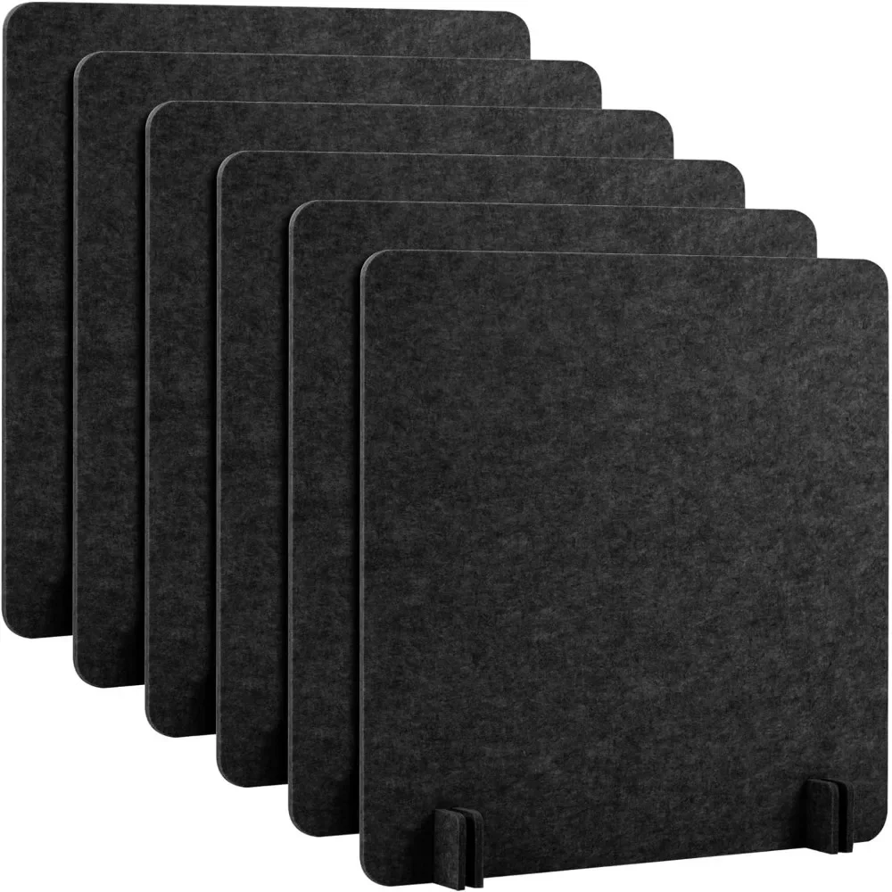 6 Pack Acoustic Desks Divider Desk Partition 24 x 24" Stand Up Freestanding Privacy Panel Noise and Visual Distractions