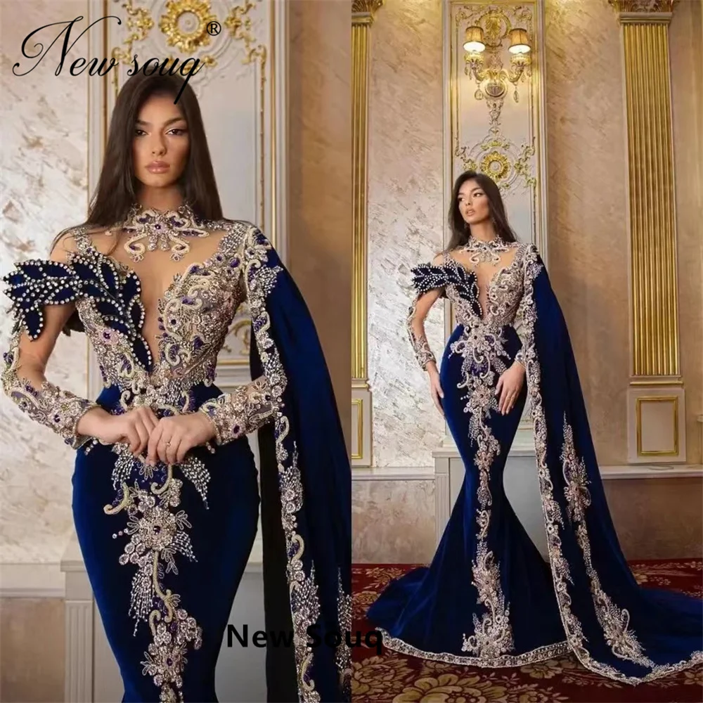 

Vestido De Noche Middle East Celebrity Dress Beading Dubai Embroidery Mermaid Wedding Party Gowns Cap Sleeves Evening Dresses