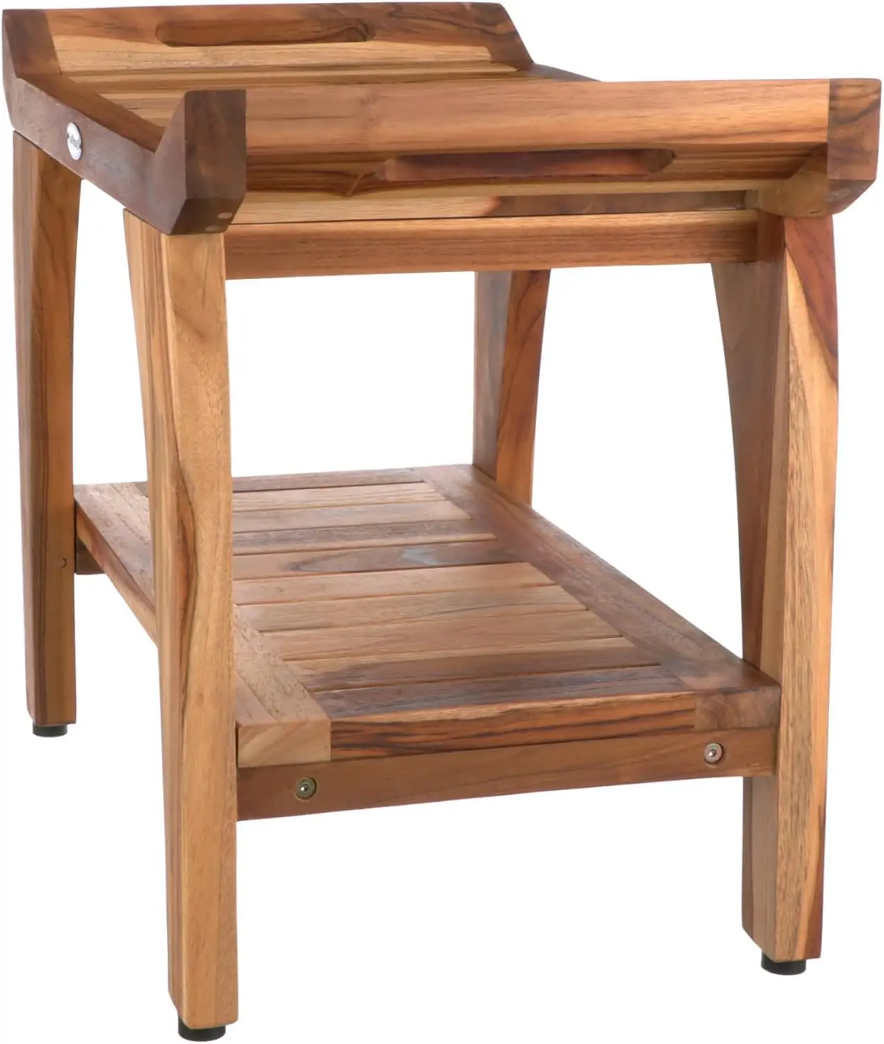 24 inch, Natural Wood, Teak Shower Bench, Shower Stool Wood,  LiftAide Arms, Bathroom Bench Seat, Shower Bench Waterproof 3