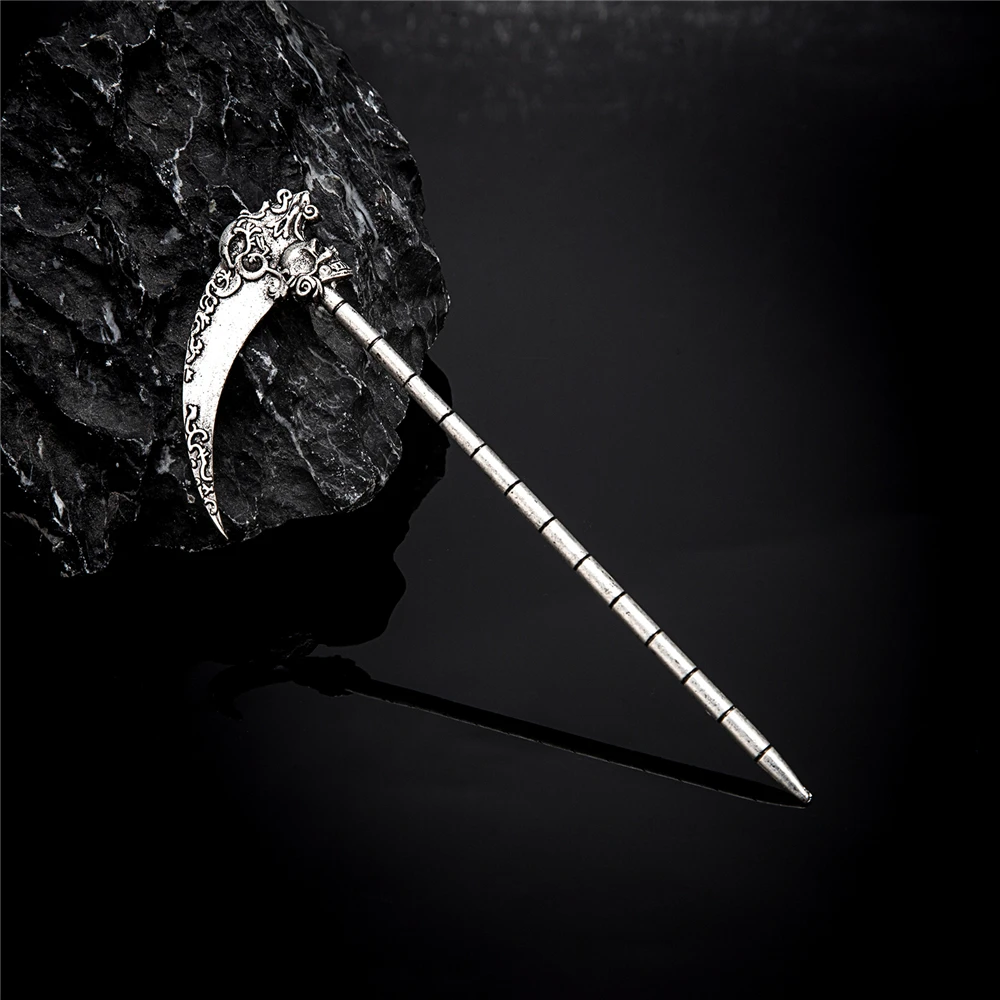 Punk Death Scythe Skull Hair Stick for Women Gothic Vikings  display picture 3