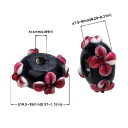 Vintage Floral Handmade Lampwork Glass Beads - 2PCS (Engraved Glass 35)