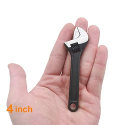 Compact Adjustable Open-End Spanner Wrench - Portable and Versatile Tool (4inch Black)