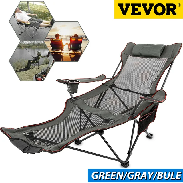 VEVOR Outdoor Folding Camp Chair Backrest With Footrest Portable Bed