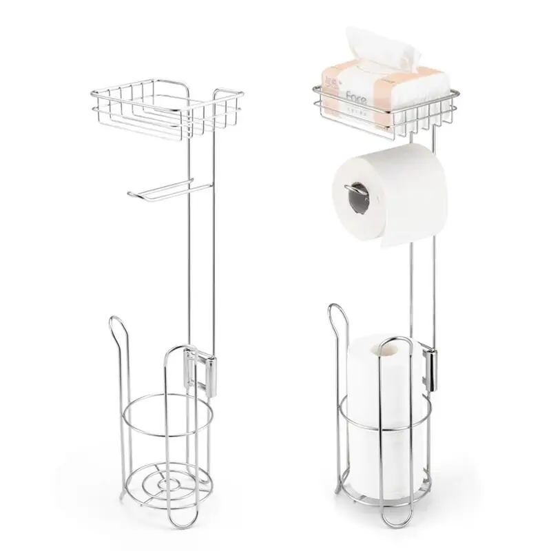 Bathroom Toilet Paper Holder Stainless Steel Paper Roll Rack Multifunctional Storage Shelf Holds Cell Phone Bathroom Accessories toilet paper holder