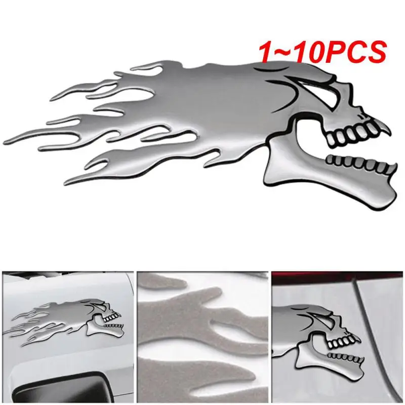 

1 ~ 10 шт. пара Хэллоуин 3D Серебряный Хром призрак голова черепа авто мотоцикл автомобиль наклейка Стайлинг автомобиля украшение эмблема наклейки