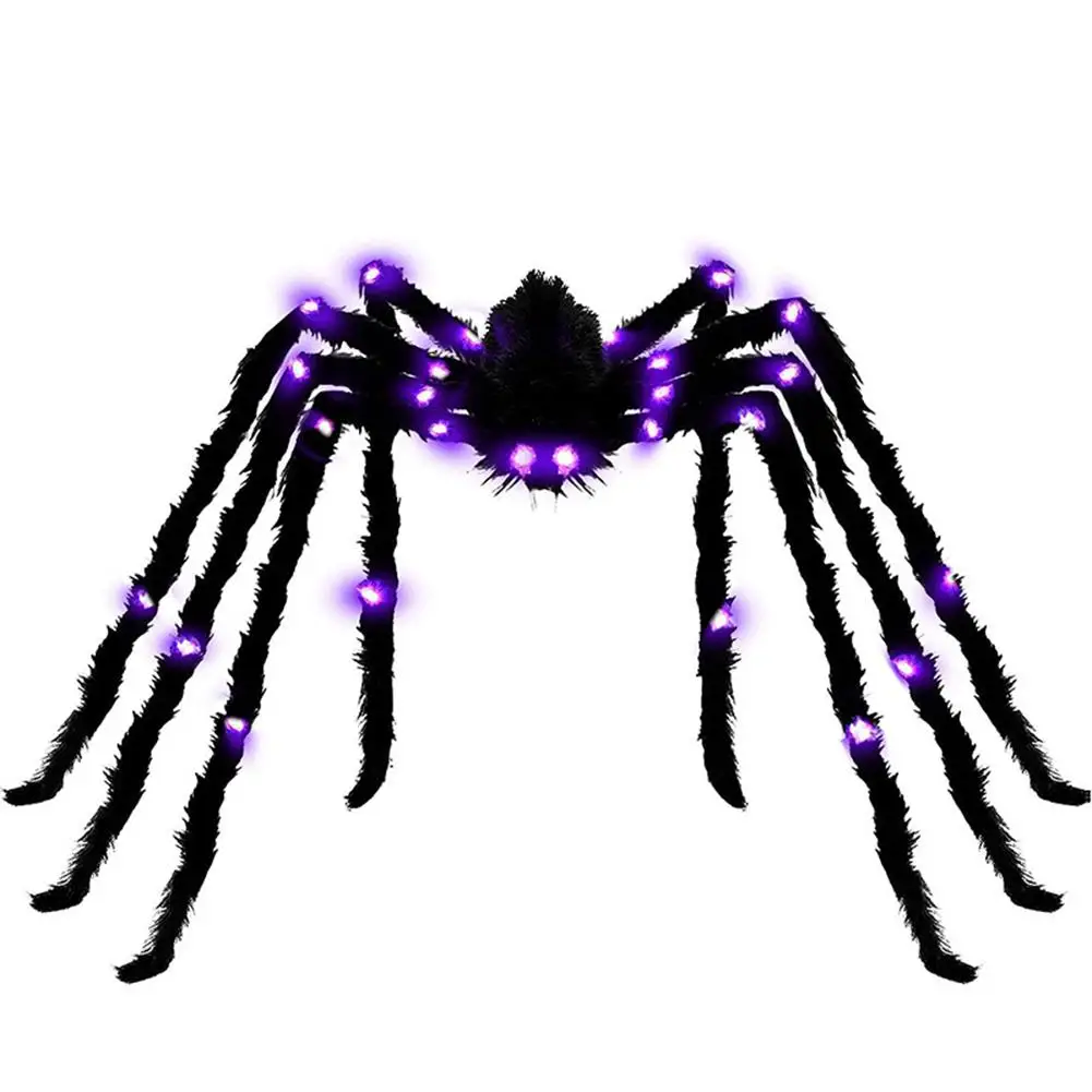 

Светящийся плюшевый паук, сгибаемый, на Хэллоуин, очень большой реалистичный поддельный паук, реквизит для оформления двора на открытом воздухе