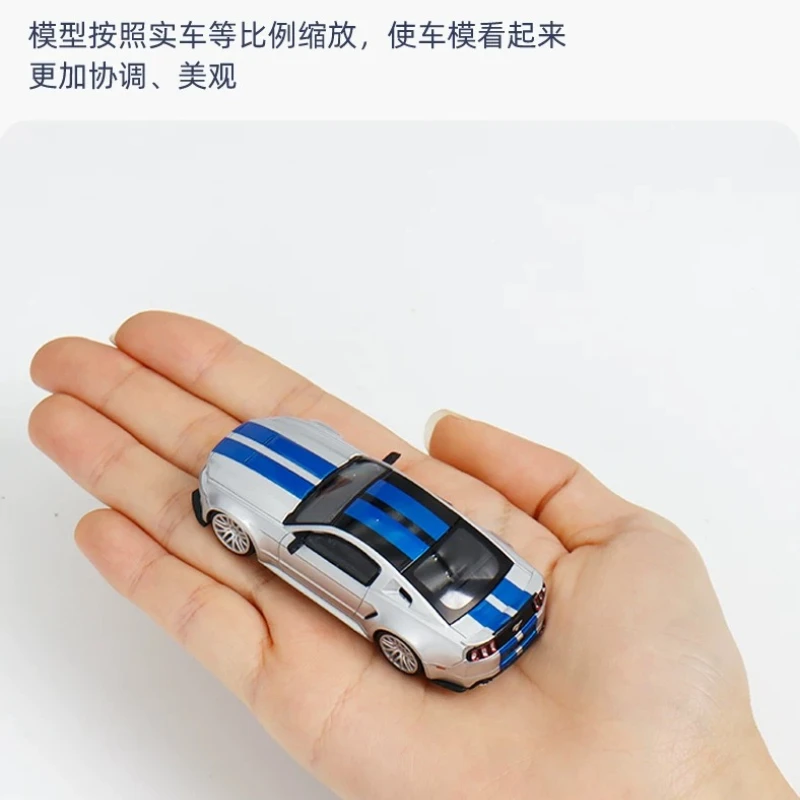 GDO & DCM 1:64 포드 머스탱 GT NFS 실버 블루 니드 포 스피드 무비 에디션 합금 자동차 모델
