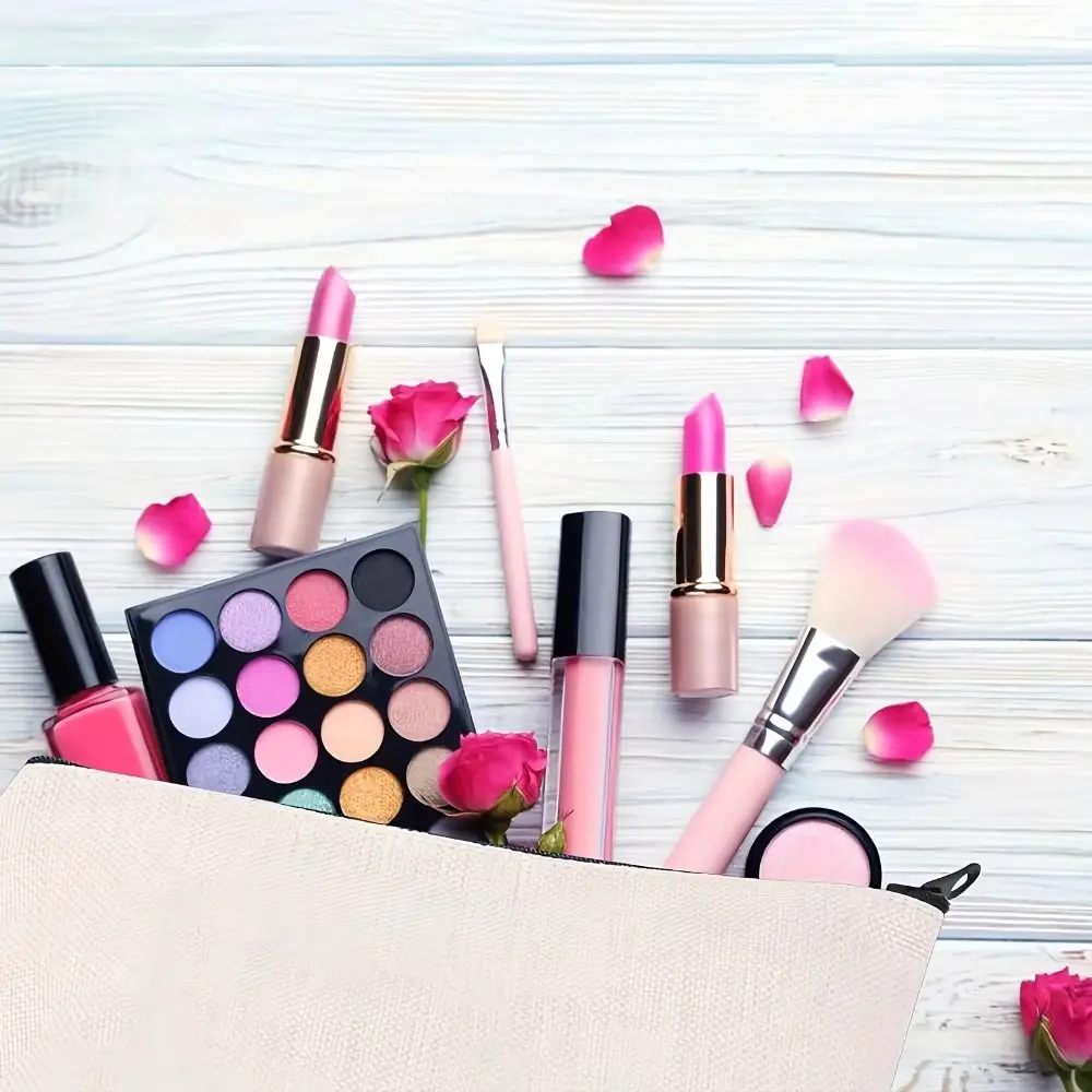 Portable Soft Travel Makeup Bags Canvas Water Proof Lipstick Bag Large Capacity Printing Cosmetic Bag Home