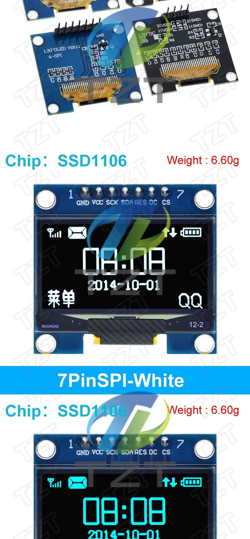1,3-Zoll-OLED-Modul SPI/IIC I2C Kommunizieren Sie weiße/blaue Farbe 128 x 64 1,3-Zoll-OLED-LCD-LED-Anzeigemodul 1,3-Zoll-OLED-Modul – Detail 13