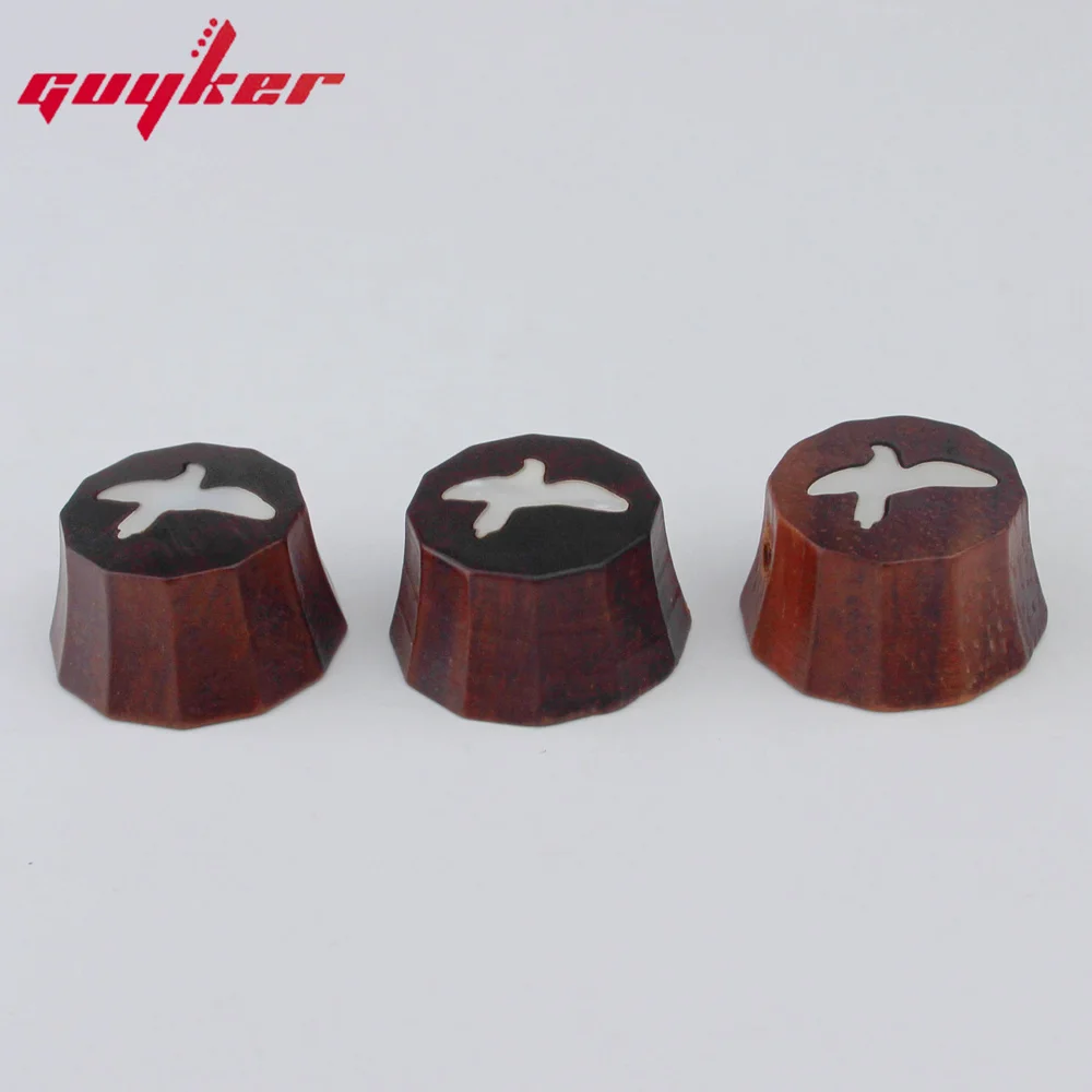 1 Pz Prs Style Red Sandalwood/Ebano Potenziometro Manopola Superficie Bird Pattern Chitarra Bass