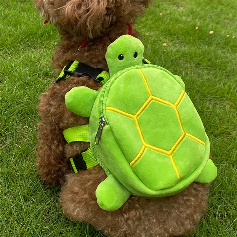 Cartoon Turtle Pet Backpack Outdoor Portable Carrier Small Medium Dog Leash Storage Bag Animal Shaped Travel Pack Pet Supplies