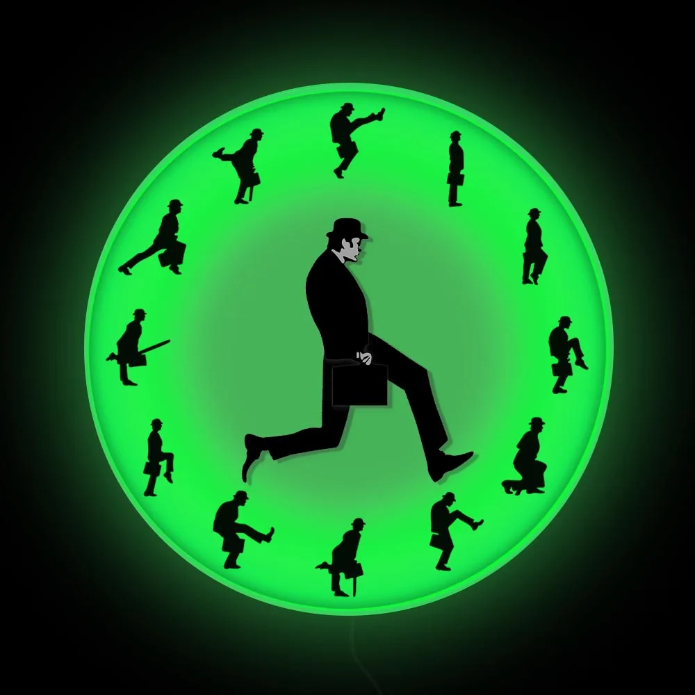 Silly Walks Comedian Funny Walking Novelty Wall Clock Watch Ministry of Comedy TV Series Home Decor Silent Clock For Bedroom 5