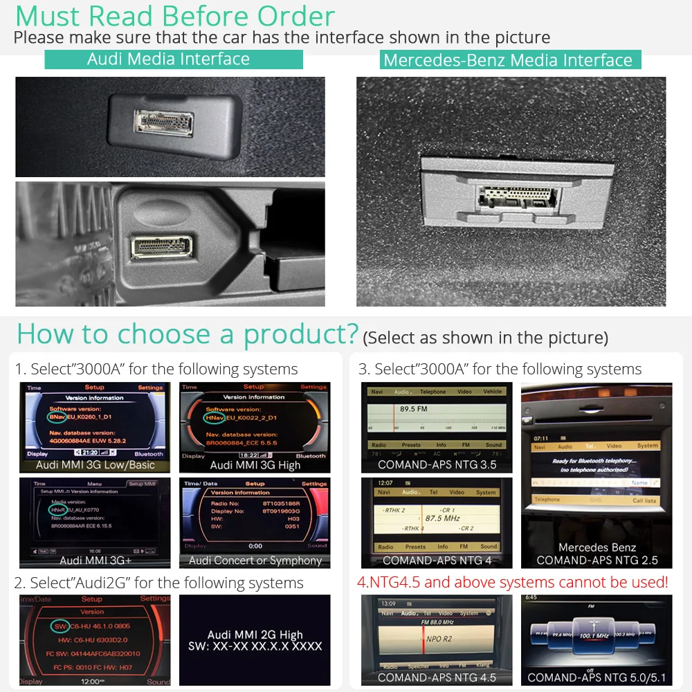 Audi 2004-2009 mmi ami 2g 3g ipod音楽インターフェース用のBluetooth