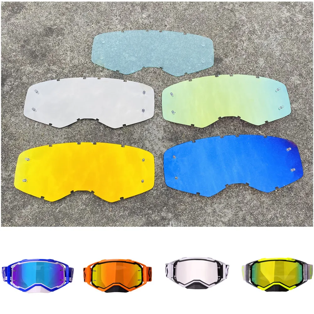 Goggles Lens for Scott Sun Glasses of Outdoor Motorcycle Dirtbike Sunglasses Helment Accessory Gold Blue Silver Clear Color motocross goggles lens for outdoor sunglasses of dirt bike sport motorcycle atv motos glasses gold silver blue gray transparent