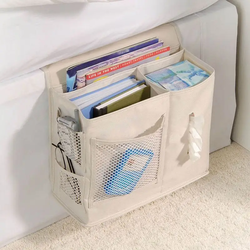 Sofa/Bed Bedside Cloth Storage Bag Magazines/Books/Newspaper/Remote Control/Phone/Tissues Container Holder Mesh Hanging Bags