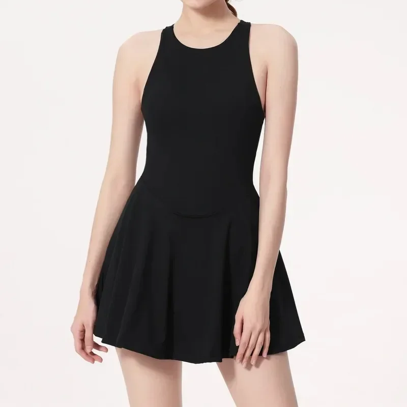New Golf Tennis Dress All-in-one Yoga Suit Women Outdoor Sports Fitness Sleeveless Quick Drying Beautiful Back Training Dresses