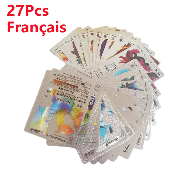 thumbnail image 1 of Colorful Gold Foil Card Charizard Pikachu Arceus Silver Rainbow English French Spanish VSTAR VMAX Pokémon Cards Toys, 1 of 5