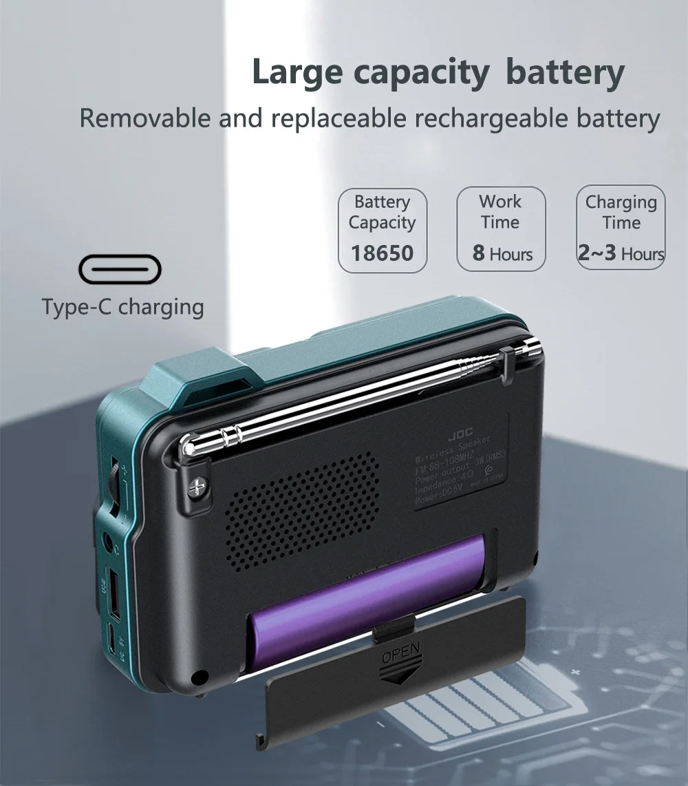 Compact Bluetooth Speaker with FM Radio and MP3 Player Functionality