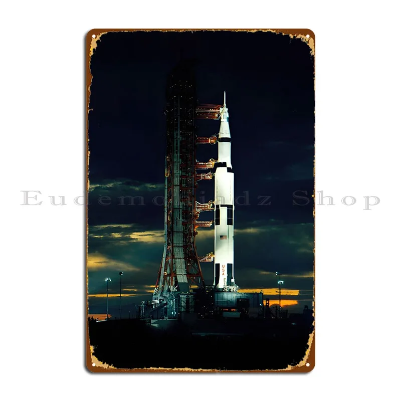 Saturn V Launch Metal Sign Funny Sign Garage Wall Decor Designer Tin Sign Poster