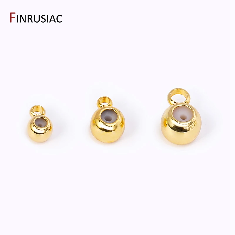 

3/4/5mm 18K Gold Plated "Smart" Bead With Silicone Insert For DIY Chain Positioning Bead With Loop Jewelry Making Supplies
