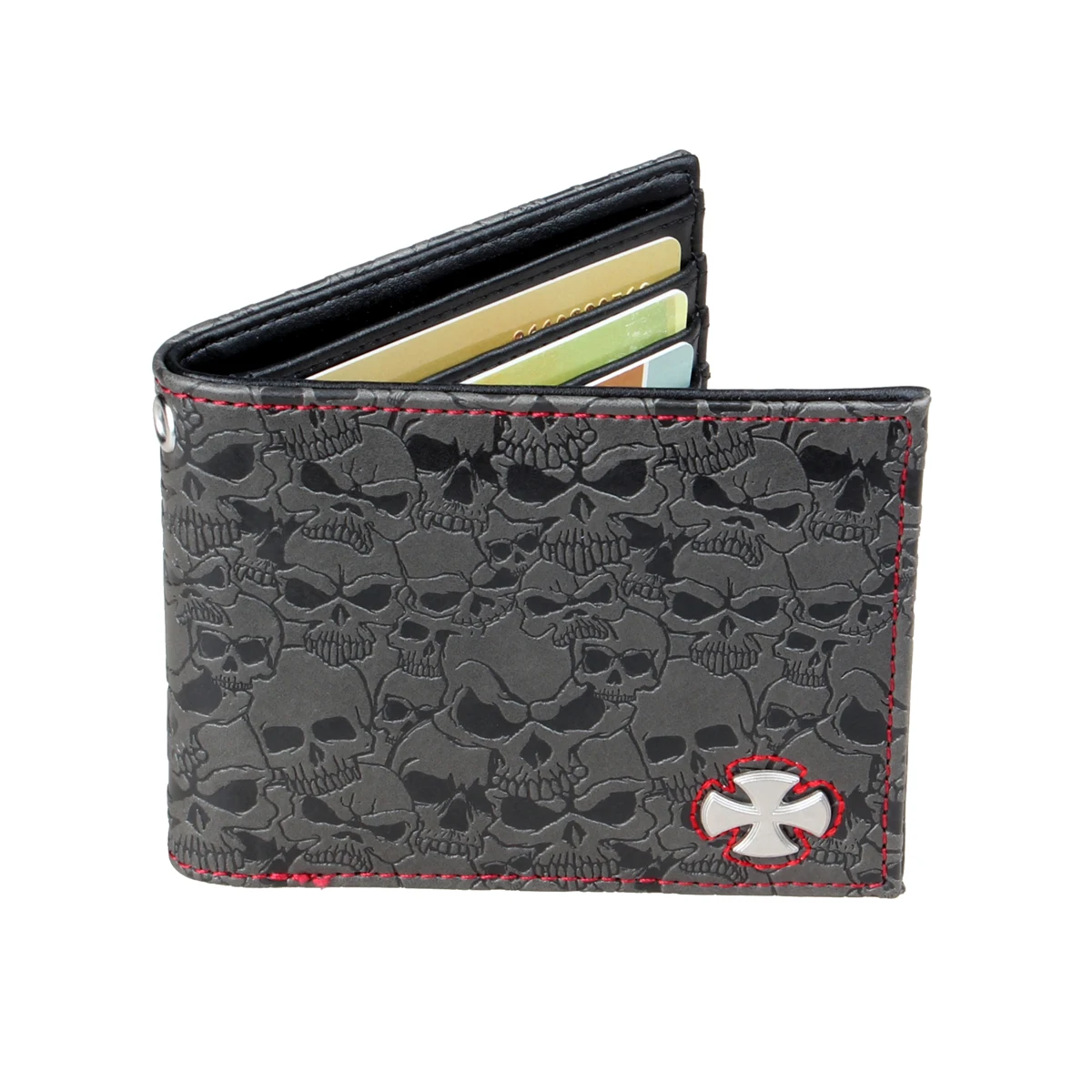 PU Wallet Skull Head Men Women Bifold Card Bag