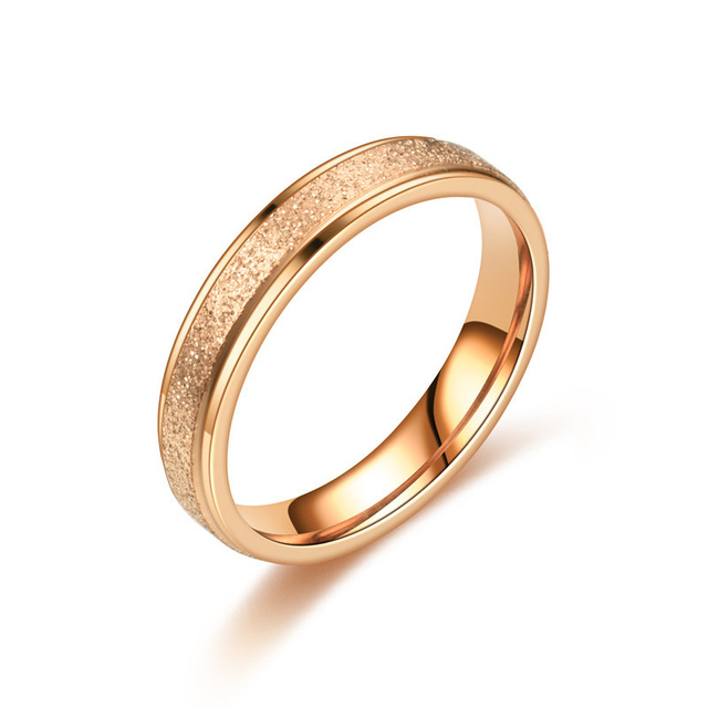 Gold Stainless Steel Frosted Curved Ring Steel Color 6mm Wide Simple Geometric Type Gold Rings for Women