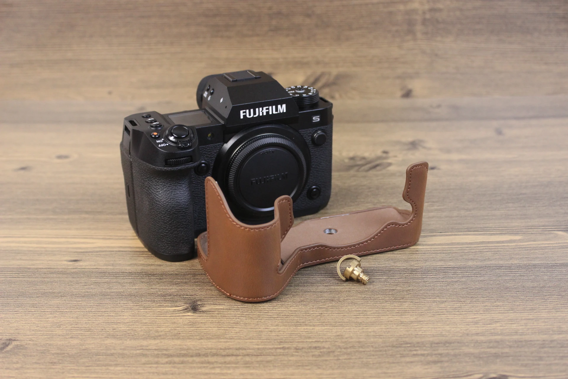 Nuova Custodia Per Fotocamera In Pelle Pu Mezza Borsa Con Batteria Aperta Per Fotocamera Fujifilm X-H2S Xh2S Mirrorless System