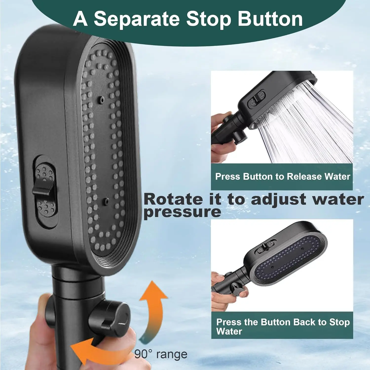 MEKO Soffione Doccia con Filtro a 15 Fasi, Soffione Anticalcare con Tubo da 1,5M, 3 + 1 Tipi di Getti per Soffione Doccia ad Alta Pressione e Risparmio Idrico-Argento Cromato