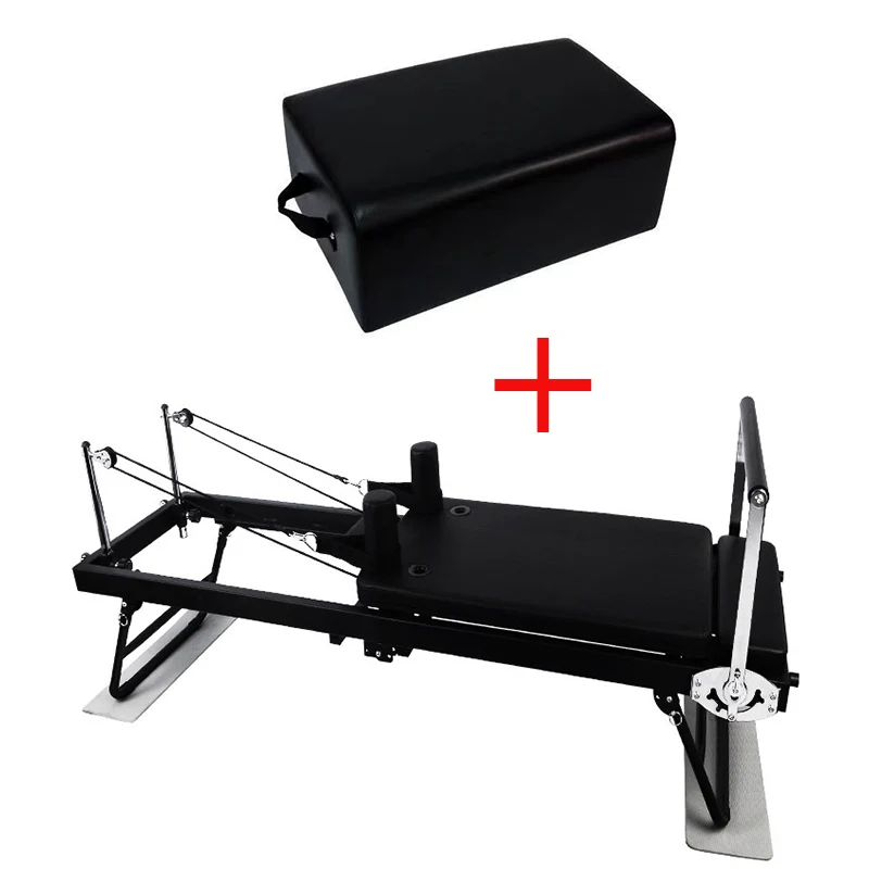 Foldable Pilates Bed With Square Box Set, Thickened Steel Spring, Aluminum Alloy Yoga Fitness Plastic Bed