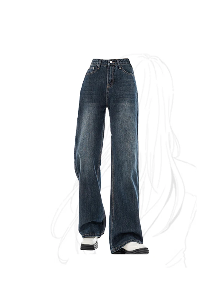 

Women Jeans Y2k Wide Leg Pants High Waist Mom Jeans Korean Fashion Baggy Denim Trousers Vintage Blue Straight Jeans Clothes 2023
