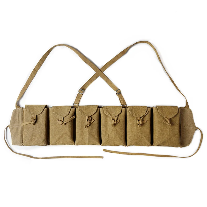 CHINESE ARMY AMMO POUCH ZB26 SIX CELL KHAKI FLAX BAG OUTDOOR TOOL BAG