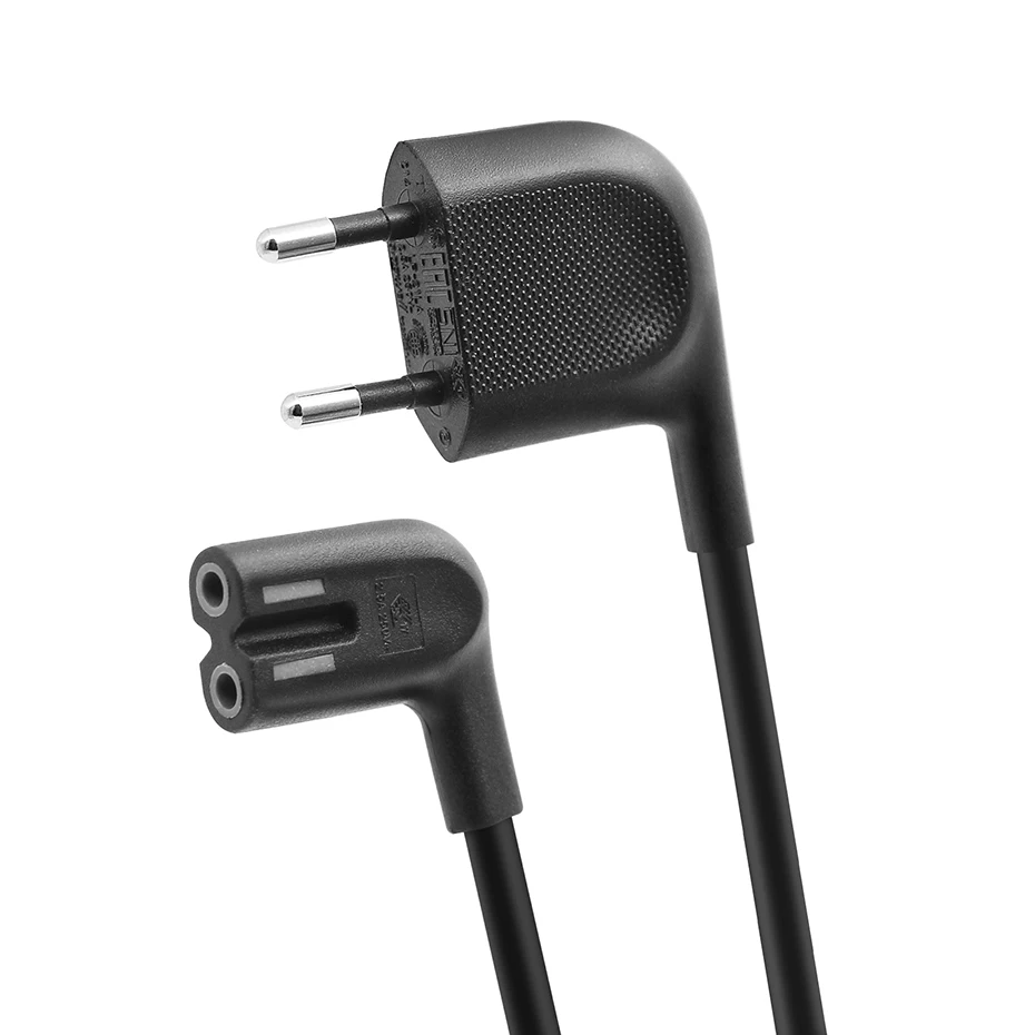 Angled EU Power Cord with 90-Degree Plug