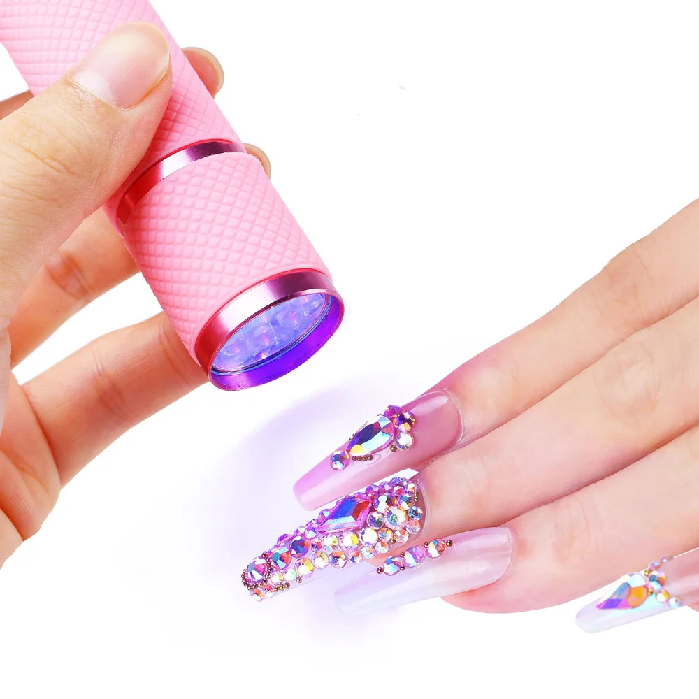 Portable-Handheld Nail Art UV Light Gel Nail Lamp With 12 Nail Stamp Curing  Mini UV Led Lamp Quick Dry Lamp Nails Machine